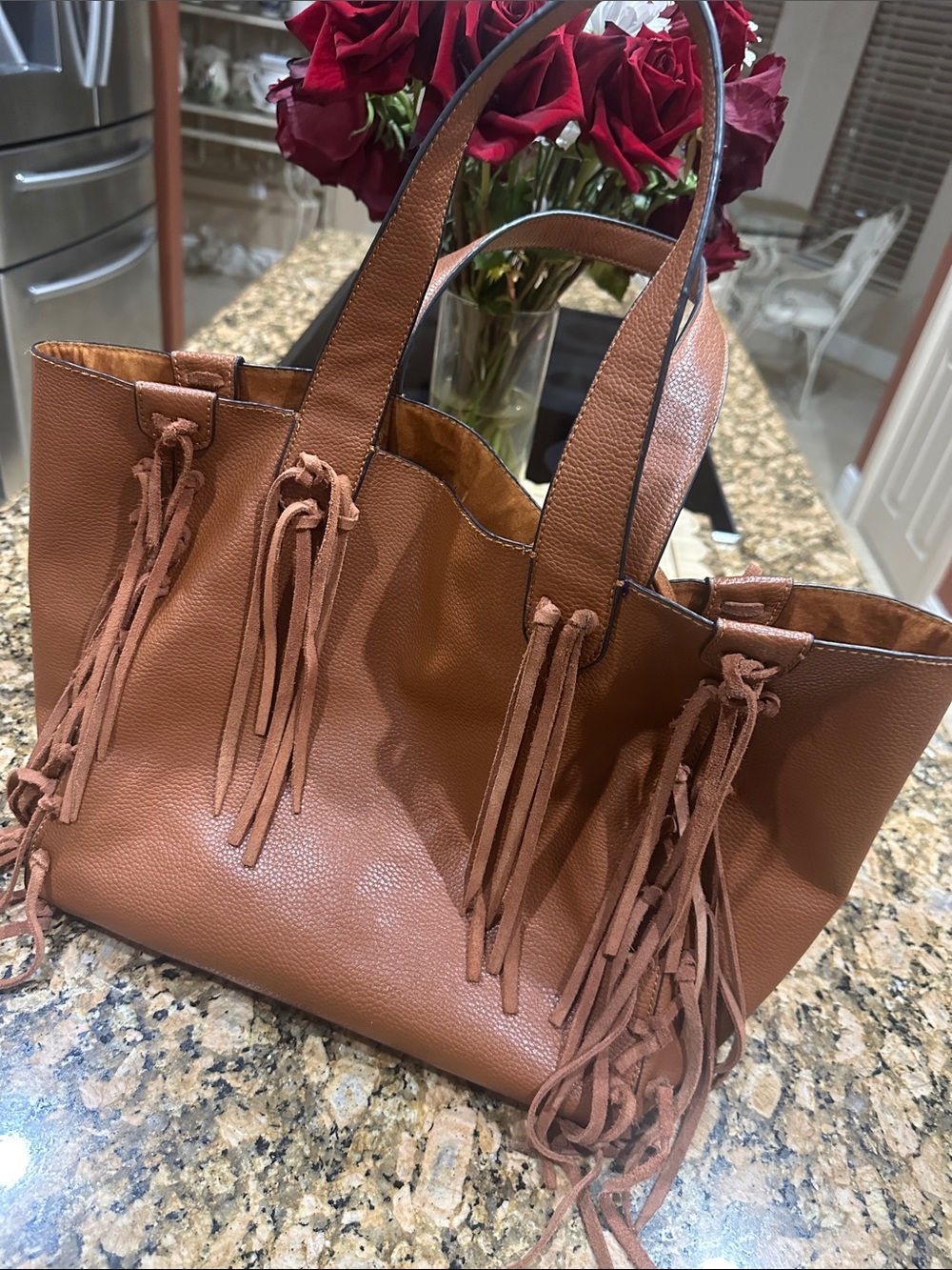 Everyday Fringe Tote in Cognac